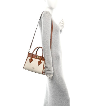 LOUIS VUITTON Canvas Calfskin Monogram On My Side PM Caramel Tan