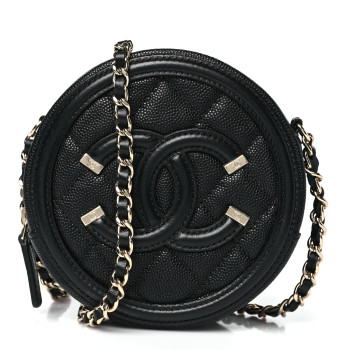 CHANEL Caviar Quilted Round Filigree Crossbody Black