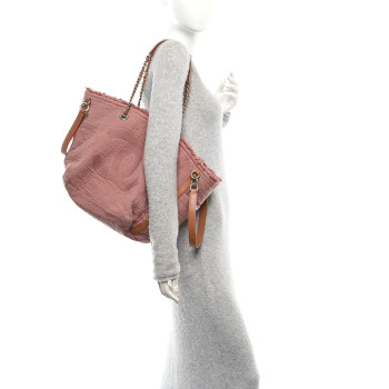 CHANEL Canvas Small Double Face Shopping Tote Pink