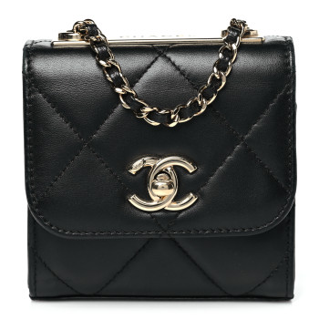 CHANEL Lambskin Quilted Mini Trendy CC Chain Wallet Black
