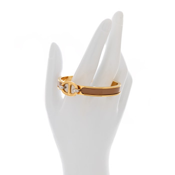 HERMES Enamel Mini Clic Chaine d'Ancre Bracelet PM Marron Glace