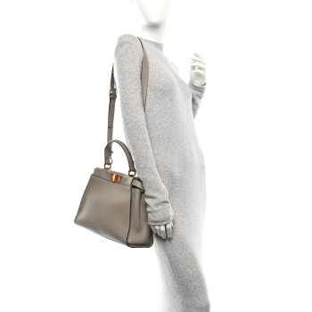 FENDI Vitello Seta Plexiglass Tortoise Medium Peekaboo Iconic Satchel Tortora