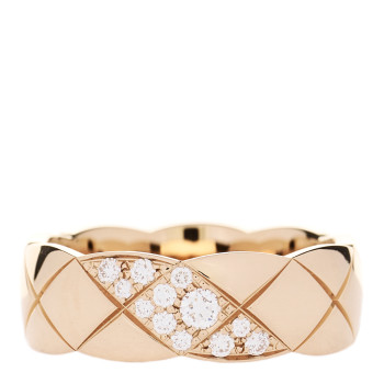 CHANEL 18K Beige Gold Diamond Small Coco Crush Ring 56 7.75