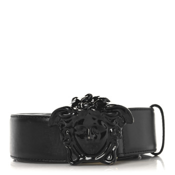 VERSACE Calfskin Tonal 3cm La Medusa Belt 85 34 Black