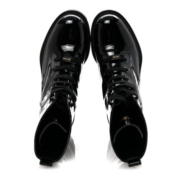 LOUIS VUITTON Patent Territory Ranger Boots 38 Black