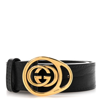 GUCCI Faded Calfskin Double G Belt 80 32 Black