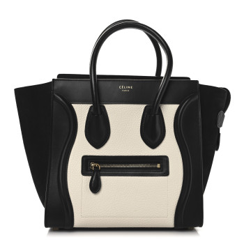 CELINE Bullhide Calfskin Micro Bi-Color Luggage Black White