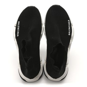 BALENCIAGA Technical 3D Recycled Knit Bi-Color Sole Womens Speed 2.0 Sneakers 35 Black White