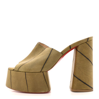 CHRISTIAN LOUBOUTIN Cario Leaf Yazemule 130 Platform Sandals 38 Kaki