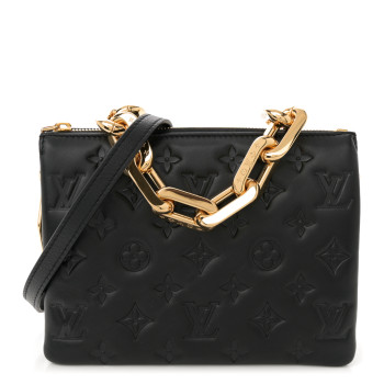 LOUIS VUITTON Lambskin Embossed Monogram Coussin BB Black