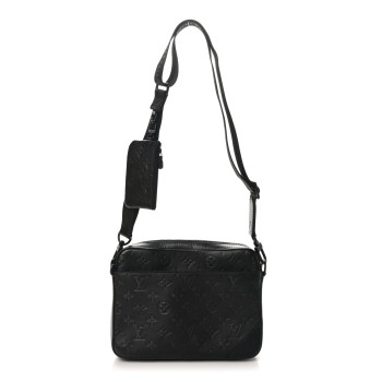LOUIS VUITTON Calfskin Monogram Shadow Duo Messenger Black