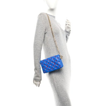 LOUIS VUITTON Lambskin Embossed Monogram Vuittamins Pochette Coussin Blue Red