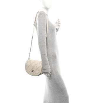 CHANEL Calfskin Coco Eyelets Small Flap Bag Ivory