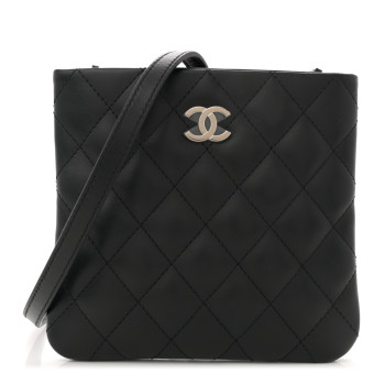 CHANEL Lambskin Quilted Crossbody Bag Black