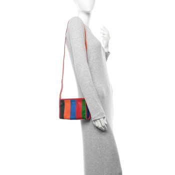 BALENCIAGA Veau Arena Multicolore Bazar Strap Clutch Vert Emeraude Black