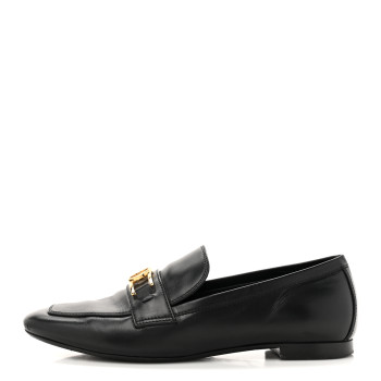 LOUIS VUITTON Calfskin Upper Case Flat Loafer 38 Black