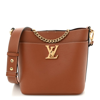 LOUIS VUITTON Calfskin Lock and Walk Bucket Cognac