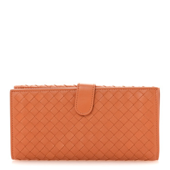 BOTTEGA VENETA Nappa Intrecciato Continental Snap Wallet Tangerine