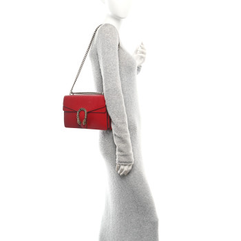 GUCCI Dollar Calfskin Swarovski Crystal Small Dionysus Shoulder Bag Hibiscus Red