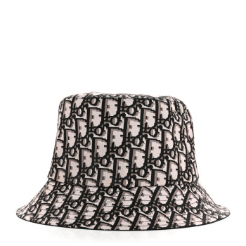 CHRISTIAN DIOR Nylon Oblique Reversible Teddy-D Brim Bucket Hat Beige