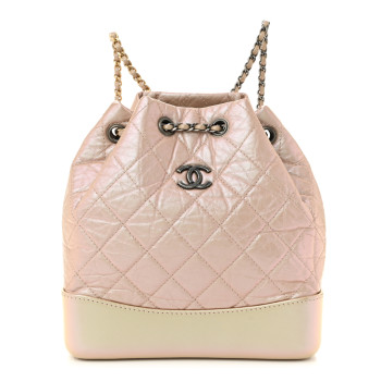 CHANEL Iridescent Lambskin Calfskin Small Quilted Gabrielle Backpack Light Pink