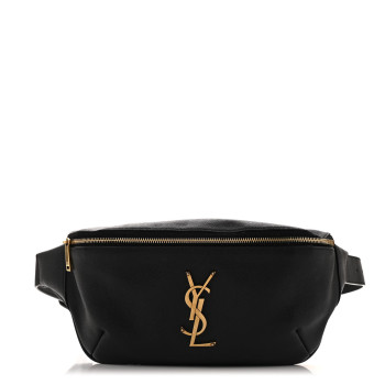 SAINT LAURENT Grain De Poudre Monogram Belt Bag Black