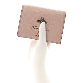 GUCCI Cellarius Calfskin Blind for Love Animalier Card Case Perfect Pink