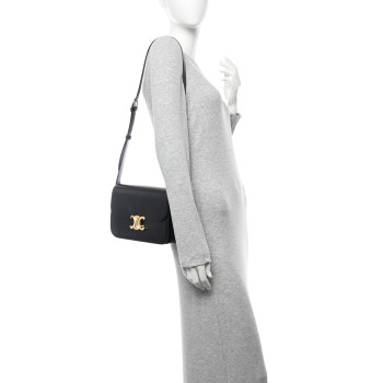 CELINE Shiny Calfskin Medium Triomphe Black