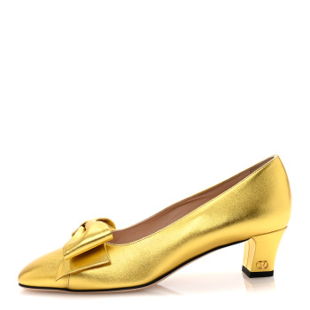 VALENTINO GARAVANI Laminated Nappa Bowow 45mm Pumps 37.5 Antique Gold