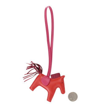 HERMES Milo Lambskin Grigri Rodeo Horse Bag Charm PM Rouge Indien Rubis Rose Mexico