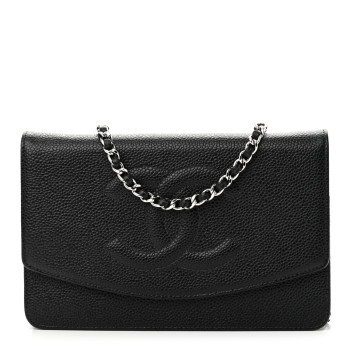 CHANEL Caviar Timeless CC Wallet on Chain WOC Black
