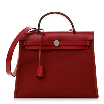 HERMES Toile Officier Vache Hunter Verso Herbag Zip 31 PM Rouge Venetian Rouge Piment Rose Extreme