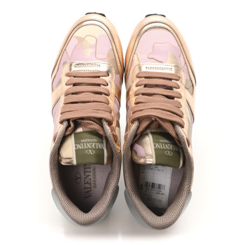 VALENTINO GARAVANI Metallic Nappa Suede Camouflage Womens Rockrunner Sneakers 36 Multicolor