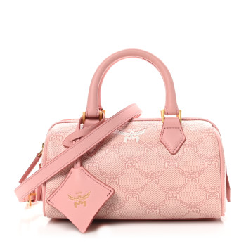 MCM Lauretos Nappa Mini Ella Boston Bag Silver Pink