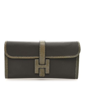 HERMES Swift Lizard Jige Elan Touch 29 Clutch Etain Ombre