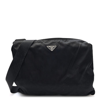PRADA Nylon Vela Flat Messenger Bag Black