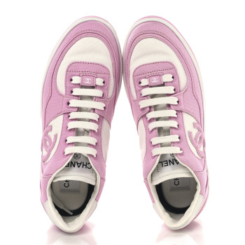 CHANEL Cotton Sneakers 36.5 Pink White