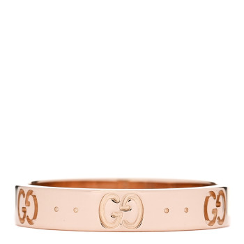 GUCCI 18K Rose Gold 4mm Icon Thin Band Ring  57 8