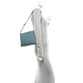 LOUIS VUITTON Lambskin Embossed Monogram Coussin PM Blue Glacier