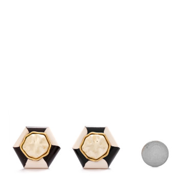 CHANEL Pearl Clip On Earrings Brown Gold