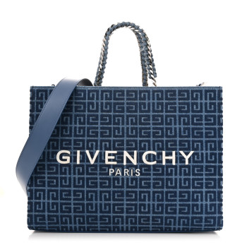 GIVENCHY Denim 4G Medium Chain Tote Blue