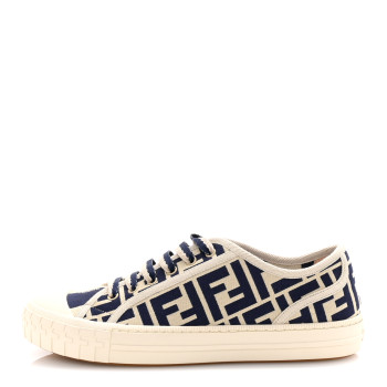 FENDI Woven Fabric FF Womens Domino Low Top Sneakers 36 Bei Midnight