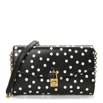 DOLCE & GABBANA Dauphine Polka Dot Print Shoulder Bag Black
