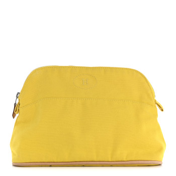 HERMES Cotton Canvas Bolide Travel Cosmetic Pouch Yellow