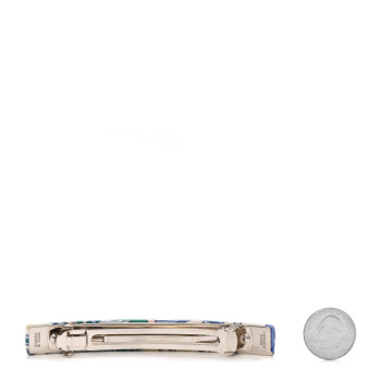 HERMES Silk La Folle Parade Eclipse Hair Clip GM Bleu Jean
