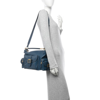 CHLOE Shiny Buffalo Medium Double Carry Camera Bag Tapestry Tapestry Blue