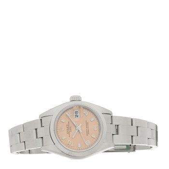 ROLEX Stainless Steel 26mm Oyster Perpetual Date Watch Pink 79160