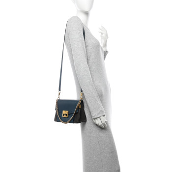 GIVENCHY Goatskin Suede Small GV3 Shoulder Bag Blue Black