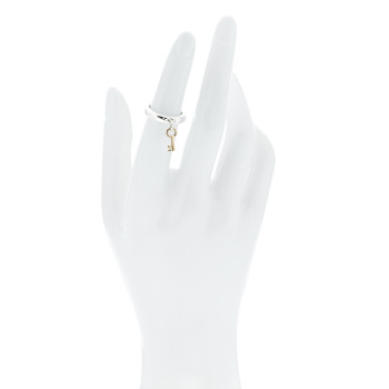 TIFFANY Sterling Silver 18K Yellow Gold Key Charm Ring 49 4.75