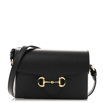 GUCCI Calfskin Horsebit 1955 Shoulder Bag Black
